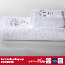 Toalhas 100% brancas do branco de toalha do logotipo do bordado da beira do Dobby do algodão